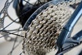 Bicycle gear drivetrain and cassette, close up Royalty Free Stock Photo