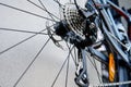 Bicycle gear drivetrain and cassette, close up Royalty Free Stock Photo