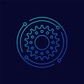 Bicycle gear or sprocket icon, linear design