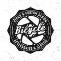 Bicycle gear vector black emblem, badge, label