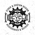 Bicycle gear vector round emblem, badge, label