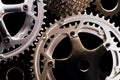 Bicycle gears on black background Royalty Free Stock Photo