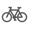 Bicycle glyph icon, cycle and sport, bike sign, vector graphics, a solid pattern on a white background.