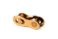 Bicycle gold chain connector, missing link for quick link connection Royalty Free Stock Photo