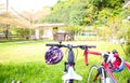 Bicycle on the grassland on the green Royalty Free Stock Photo