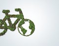 Bicycle Green forest. 3D Green bicycle- World Bicycle day