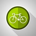 Bicycle green vector icon, flat design bike symbol