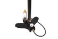 Bicycle hand pump with pressure sensor isolate on a white backg. Modern air pump with a barometer Royalty Free Stock Photo