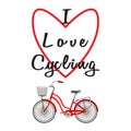 Bicycle, heart and I Love Cycling lettering