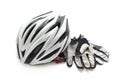 Bicycle helmet and gloves Royalty Free Stock Photo