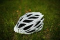 Bicycle helmet on grass Royalty Free Stock Photo