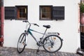 Bicycle by the house wall in the old town of Nuremberg Royalty Free Stock Photo