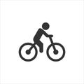 Bicycle icon in flat style. Bike with people vector illustration on white isolated background. Rider business concept Royalty Free Stock Photo