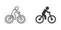 Bicycle icon in flat style. Bike with people vector illustration on white isolated background. Rider business concept Royalty Free Stock Photo