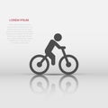 Bicycle icon in flat style. Bike with people vector illustration on white isolated background. Rider business concept Royalty Free Stock Photo