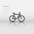 Bicycle icon in flat style. Bike vector illustration on white isolated background. Cycle travel business concept Royalty Free Stock Photo