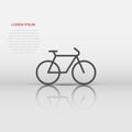 Bicycle icon in flat style. Bike vector illustration on white isolated background. Cycle travel business concept Royalty Free Stock Photo