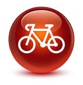 Bicycle icon glassy brown round button