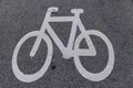 Bicycle icon on pavement, marking hte bicycle lane in Denmark