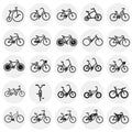 Bicycle icons set on circles white background for graphic and web design, Modern simple vector sign. Internet concept. Trendy