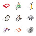 Bicycle icons set, isometric 3d style Royalty Free Stock Photo