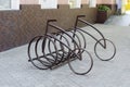 Bicycle iron parking in the form of bicycles Royalty Free Stock Photo