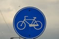 bicycle and jogging path blue signage