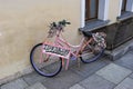 bicycle with khinkalnaya advertising in the center of Moscow