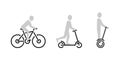 Bicycle, kick scooter and gyro scooter icons