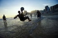 Bicycle Kick Silhouette Playing Altinho Beach Football Rio Royalty Free Stock Photo