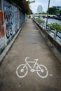 Bicycle lane along the canal in Khlong Saen Saeb Bangkok Thailan