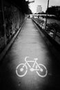 Bicycle lane along the canal in Khlong Saen Saeb Bangkok Thailan