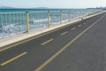 Bicycle lane along the sea in Burgas, Bulgaria. Cycling path in the city. Bicycle road