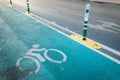 The bicycle lane. Bicycle sign, Sign indicating a dedicated bicycle lane.