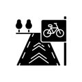 Bicycle lane black glyph icon