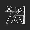 Bicycle lane chalk white icon on black background Royalty Free Stock Photo