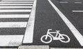 Bicycle lane sign across road sign Royalty Free Stock Photo