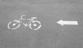 Bicycle Lane sign and arrow on concrete road Royalty Free Stock Photo