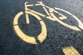 Bicycle lane sign on road Royalty Free Stock Photo