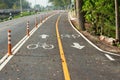 Bicycle lane sign on street. Royalty Free Stock Photo