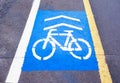 Bicycle lane sign on the street Royalty Free Stock Photo