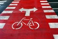 Bicycle lane sign on street. Royalty Free Stock Photo