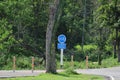 Bicycle lane sign on street. Royalty Free Stock Photo