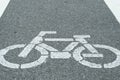 Bicycle lane sign, white chalk painted on street Royalty Free Stock Photo