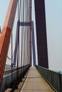 Bicycle lane on a suspension bridge at morning