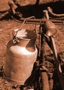 Bicycle of the last century used to transport the milk Royalty Free Stock Photo