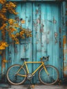 Bicycle leaning against rustic wall Royalty Free Stock Photo