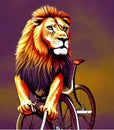 bicycle lion , lion on bicycle Royalty Free Stock Photo