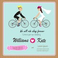 Bicycle lover couples wedding invitation Royalty Free Stock Photo