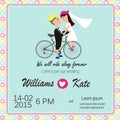 Bicycle lover couples wedding invitation Royalty Free Stock Photo